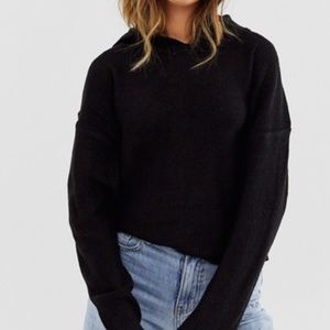 Brave Soul Knit Hooded Sweater in Black